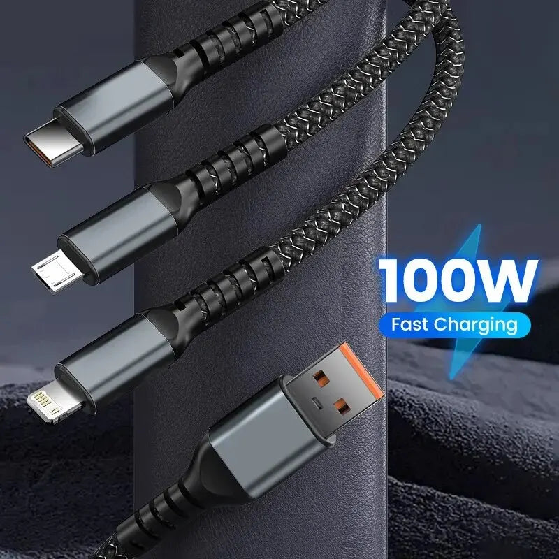 3-in-1 100W 5A Fast Charging Cable