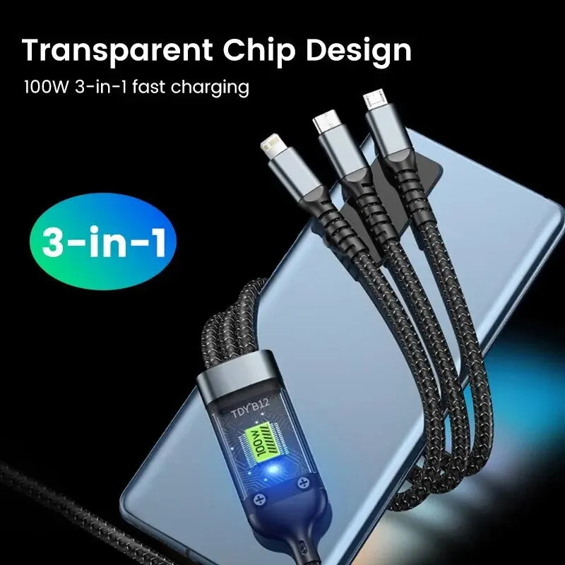 3-in-1 100W 5A Fast Charging Cable