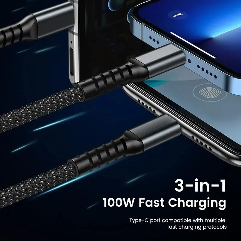 3-in-1 100W 5A Fast Charging Cable